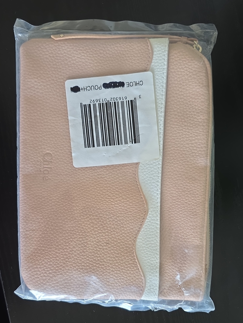 Chloe Pink and White Scalloped Leather Cosmetic Pouch